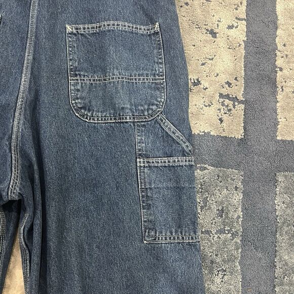 Carhartt Overalls Bib Mens Size 36x32 Workwear Carpenter Blue Denim Logo - Picture 9 of 16